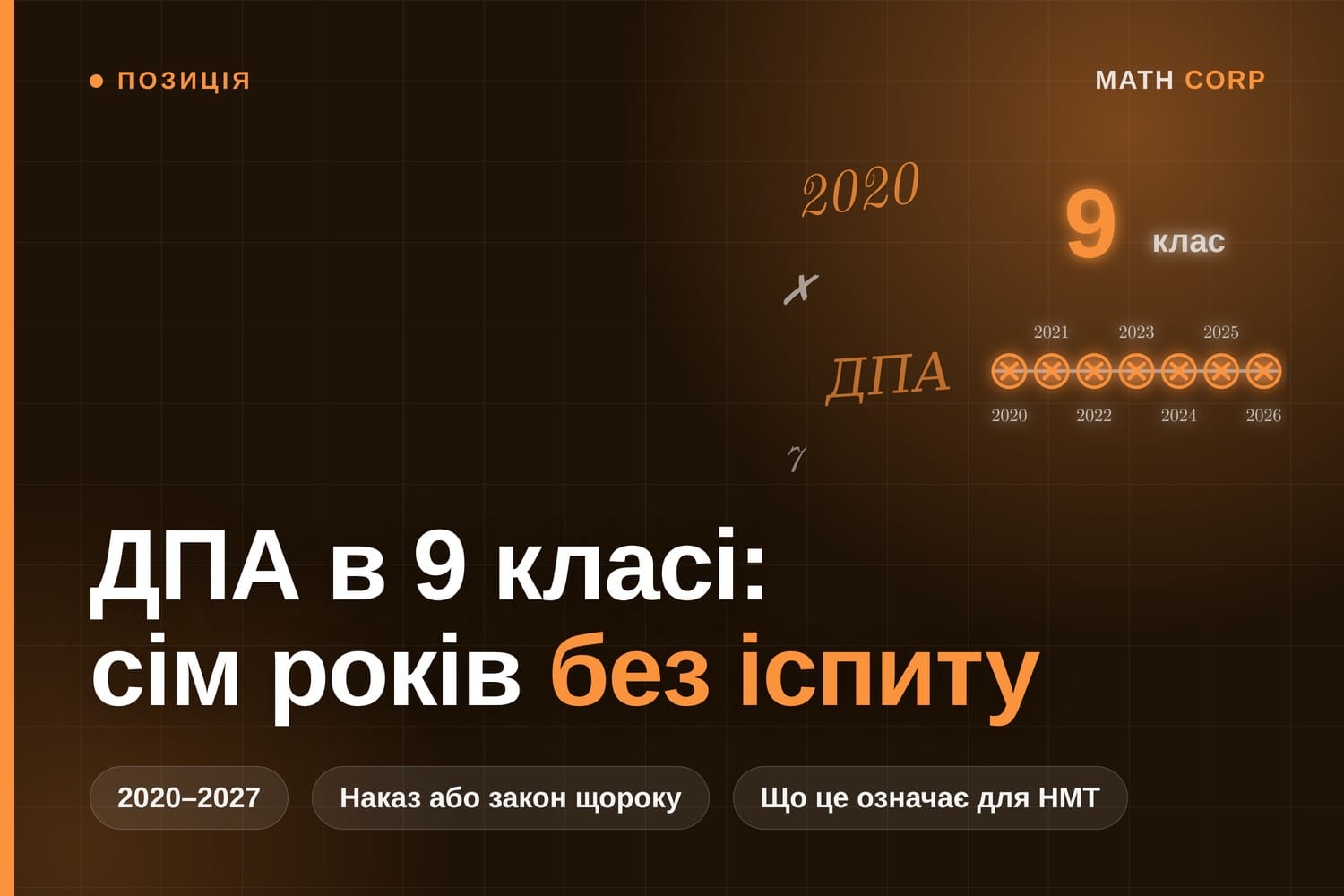 ДПА в 9 класі не проводять сьомий рік поспіль, і школярі втрачають рік підготовки до НМТ